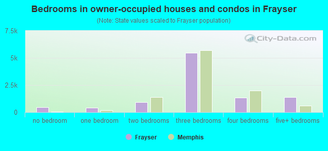 Bedrooms in owner-occupied houses and condos in Frayser