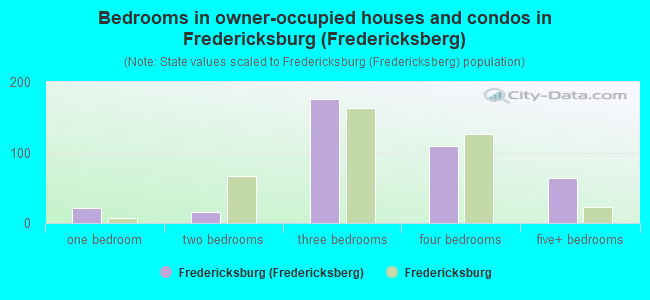 Bedrooms in owner-occupied houses and condos in Fredericksburg (Fredericksberg)