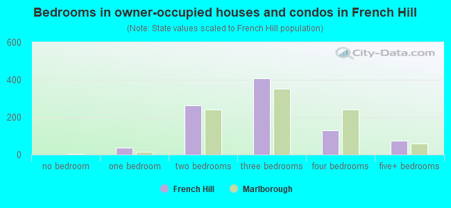 Bedrooms in owner-occupied houses and condos in French Hill