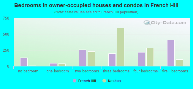 Bedrooms in owner-occupied houses and condos in French Hill