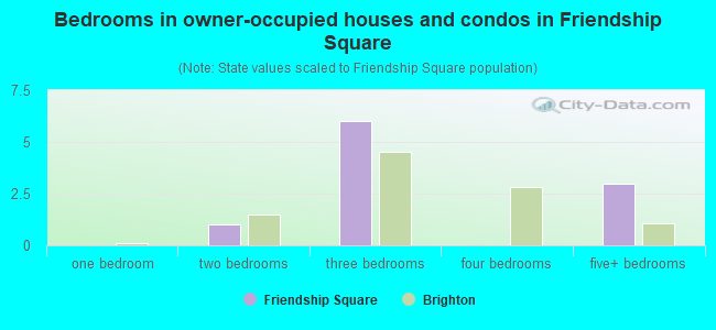 Bedrooms in owner-occupied houses and condos in Friendship Square