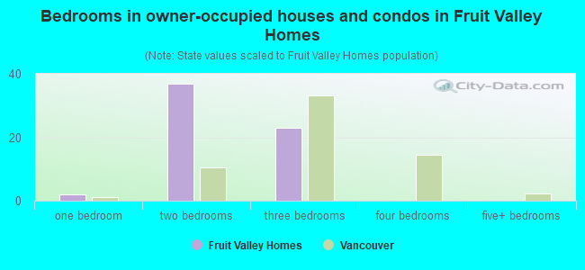 Bedrooms in owner-occupied houses and condos in Fruit Valley Homes