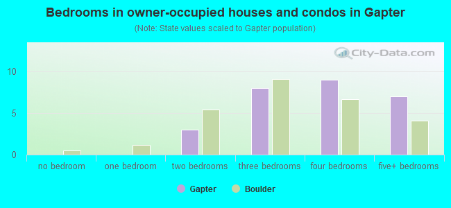 Bedrooms in owner-occupied houses and condos in Gapter