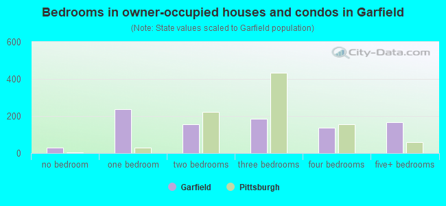 Bedrooms in owner-occupied houses and condos in Garfield
