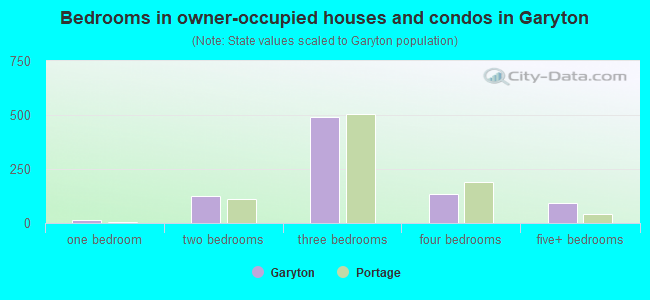 Bedrooms in owner-occupied houses and condos in Garyton
