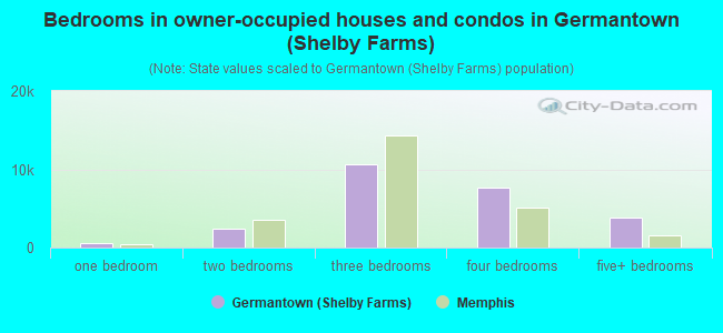 Bedrooms in owner-occupied houses and condos in Germantown (Shelby Farms)