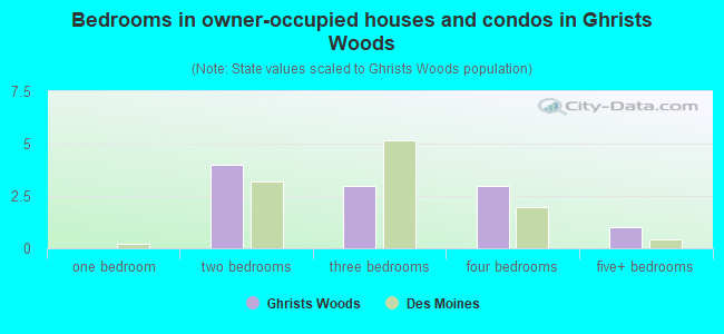 Bedrooms in owner-occupied houses and condos in Ghrists Woods