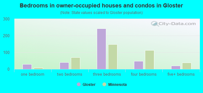 Bedrooms in owner-occupied houses and condos in Gloster