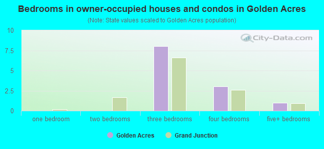 Bedrooms in owner-occupied houses and condos in Golden Acres