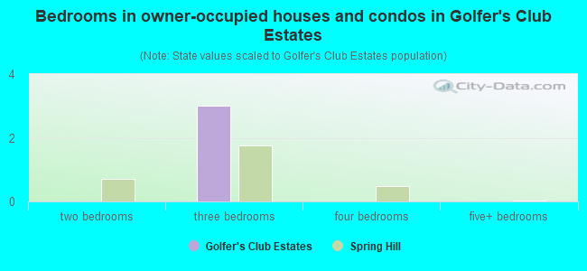 Bedrooms in owner-occupied houses and condos in Golfer's Club Estates