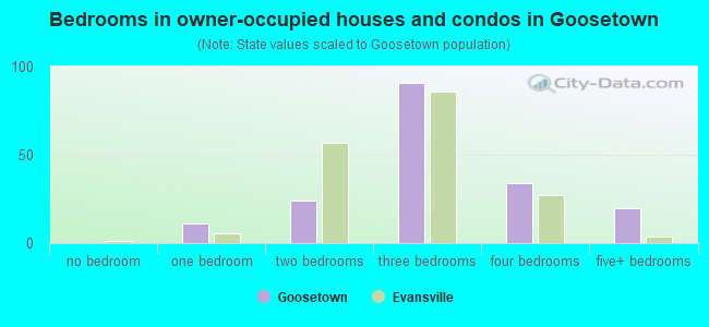 Bedrooms in owner-occupied houses and condos in Goosetown