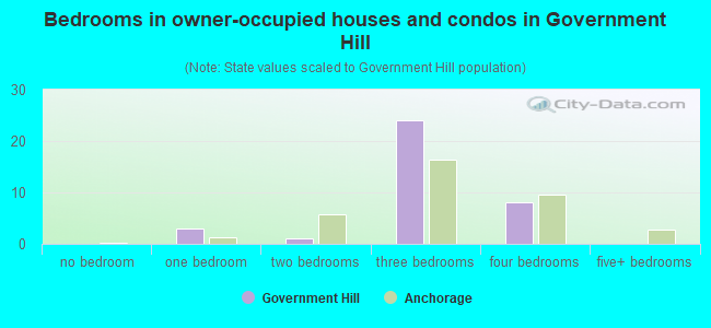 Bedrooms in owner-occupied houses and condos in Government Hill