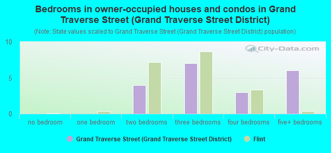 Bedrooms in owner-occupied houses and condos in Grand Traverse Street (Grand Traverse Street District)