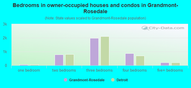 Bedrooms in owner-occupied houses and condos in Grandmont-Rosedale