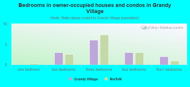 Bedrooms in owner-occupied houses and condos in Grandy Village