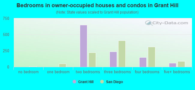 Bedrooms in owner-occupied houses and condos in Grant Hill