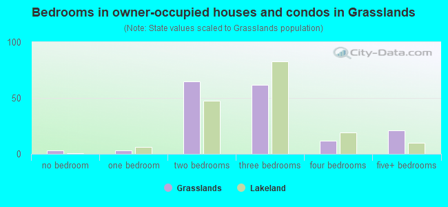 Bedrooms in owner-occupied houses and condos in Grasslands