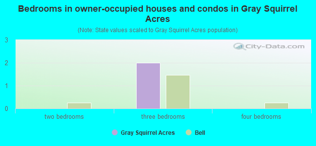 Bedrooms in owner-occupied houses and condos in Gray Squirrel Acres