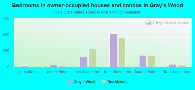 Bedrooms in owner-occupied houses and condos in Gray's Wood