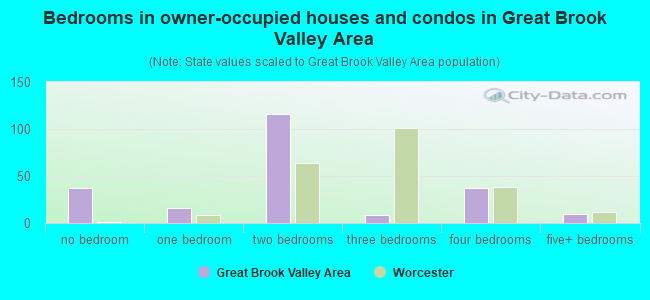 Bedrooms in owner-occupied houses and condos in Great Brook Valley Area