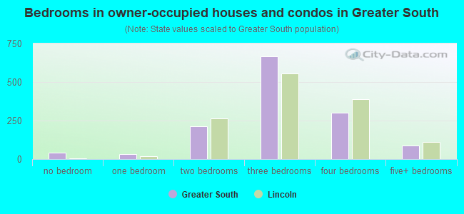Bedrooms in owner-occupied houses and condos in Greater South