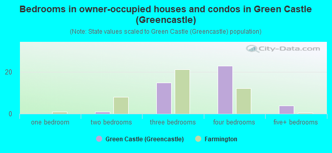 Bedrooms in owner-occupied houses and condos in Green Castle (Greencastle)