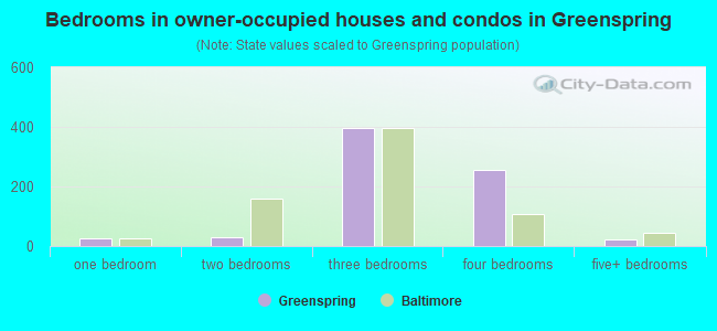 Bedrooms in owner-occupied houses and condos in Greenspring