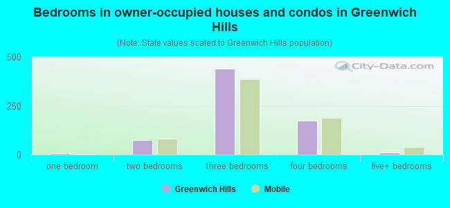 Bedrooms in owner-occupied houses and condos in Greenwich Hills