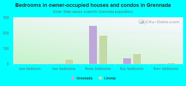 Bedrooms in owner-occupied houses and condos in Grennada