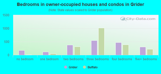 Bedrooms in owner-occupied houses and condos in Grider