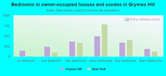 Bedrooms in owner-occupied houses and condos in Grymes Hill