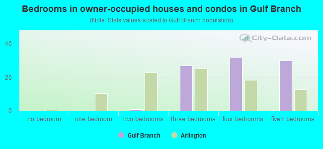 Bedrooms in owner-occupied houses and condos in Gulf Branch