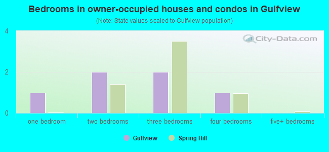 Bedrooms in owner-occupied houses and condos in Gulfview