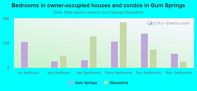 Bedrooms in owner-occupied houses and condos in Gum Springs