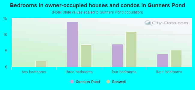 Bedrooms in owner-occupied houses and condos in Gunners Pond