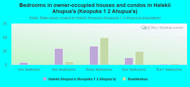 Bedrooms in owner-occupied houses and condos in Halekii Ahupua`a (Keopuka 1  2 Ahupua`a)