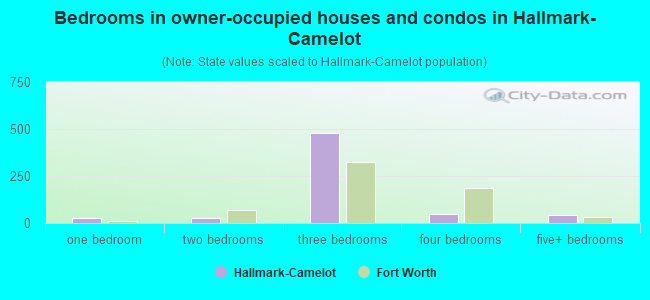 Bedrooms in owner-occupied houses and condos in Hallmark-Camelot