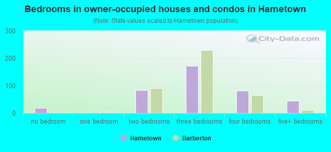 Bedrooms in owner-occupied houses and condos in Hametown