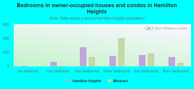 Bedrooms in owner-occupied houses and condos in Hamilton Heights