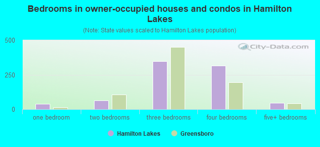 Bedrooms in owner-occupied houses and condos in Hamilton Lakes