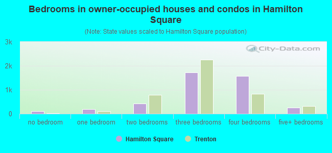 Bedrooms in owner-occupied houses and condos in Hamilton Square