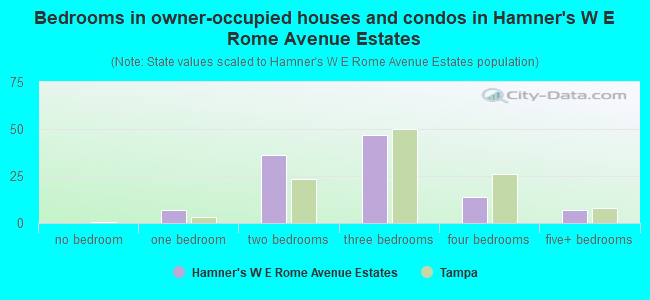 Bedrooms in owner-occupied houses and condos in Hamner's W E Rome Avenue Estates