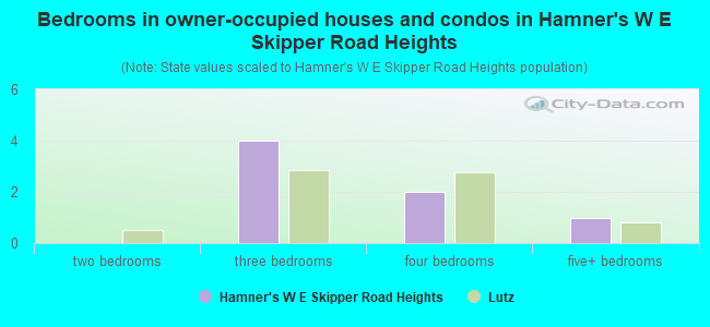 Bedrooms in owner-occupied houses and condos in Hamner's W E Skipper Road Heights