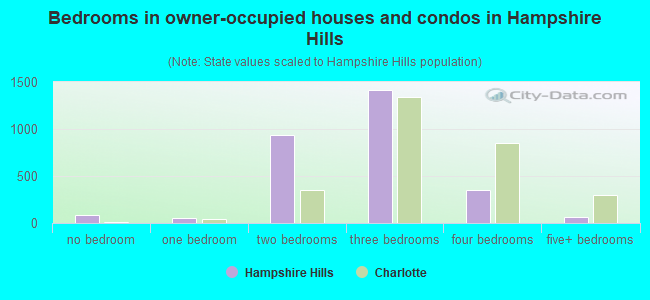 Bedrooms in owner-occupied houses and condos in Hampshire Hills