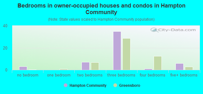 Bedrooms in owner-occupied houses and condos in Hampton Community