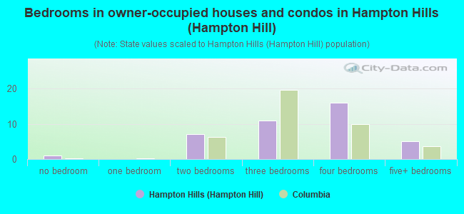 Bedrooms in owner-occupied houses and condos in Hampton Hills (Hampton Hill)
