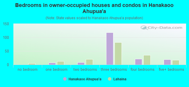 Bedrooms in owner-occupied houses and condos in Hanakaoo Ahupua`a