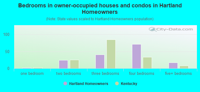 Bedrooms in owner-occupied houses and condos in Hartland Homeowners
