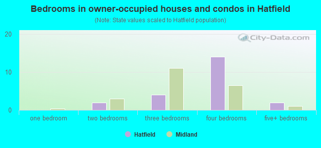Bedrooms in owner-occupied houses and condos in Hatfield