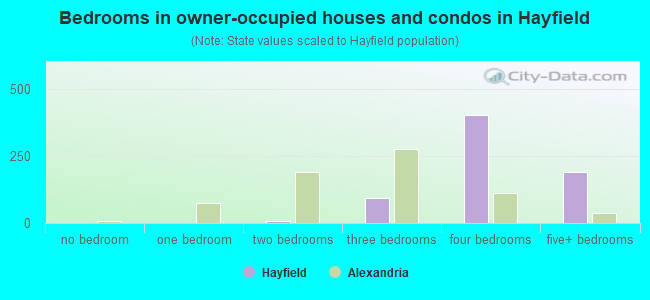 Bedrooms in owner-occupied houses and condos in Hayfield